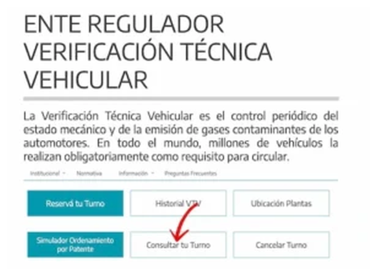 Paso 1 para consultar o cambiar el turno de la VTV en Punta Alta