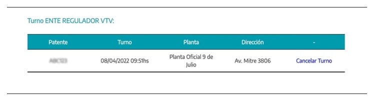 Paso 3 para consultar o cambiar el turno de la VTV en Punta Alta
